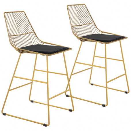 Barstol 2 st Geometrisk Metalldesign Guld