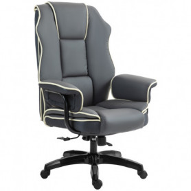 Ergonomisk Kontorsstol med Liggfunktion Konstläder Mörkgrå