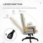 Ergonomisk Kontorsstol med Liggfunktion Konstläder Kräm