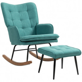 Gungstol med Fotpall Scandi Design Grön Linne