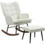 Gungstol med Fotpall Scandi Design Krämvit Linne