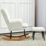 Gungstol med Fotpall Scandi Design Krämvit Linne