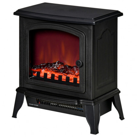 Elektrisk Kamin Härdat Glas Svart 36,5 x 24 x 45,5 cm
