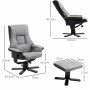 Relax Fåtölj med Pall 360° Vridbar, Vintage Grå Läder