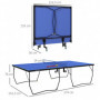 Bordtennisbord 274 x 152,5 x 76 cm med Hjul Blå