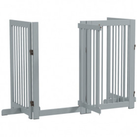 Hundgrind Fristående med Dörr Träram 220 x 36 x 91 cm Ljusgrå