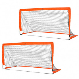 Fotbollsmål Hopfällbart x2 Set 186 x 90 x 89 cm Orange