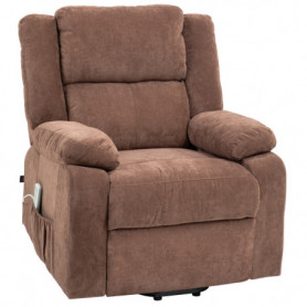Relax Fåtölj med Lyfthjälp och Fjärrkontroll Sammet Ljusbrun