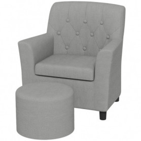 Barnfåtölj med Fotpall Träram Grå 45 x 43 x 50,5 cm