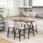 Barbord med 4 Stolar Tjock Stoppning med Knappar Beige / Brun