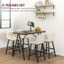 Barbord med 4 Stolar Tjock Stoppning med Knappar Beige / Brun