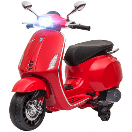 Vespa El Motorcykel för barn med Musik & Strålkastarev 3 km/h Röd