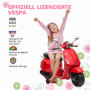 Vespa El Motorcykel för barn med Musik & Strålkastarev 3 km/h Röd