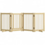 Trä Hundgrind Fristående med Dörr 4 Panel 204 x 36 x 75 cm