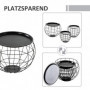 Soffbord set 3 Delar Rund Avtagbar Skiva Svart
