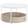 Rund Soffbord Rund Vit med Brun Tygkorg