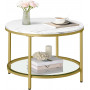 Soffbord Rund Guld med Vit Marmor 65 x 46 cm