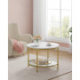 Soffbord Rund Guld med Vit Marmor 65 x 46 cm