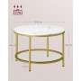 Soffbord Rund Guld med Vit Marmor 65 x 46 cm