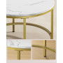 Soffbord Rund Guld med Vit Marmor 65 x 46 cm