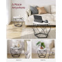 Rund Soffbord 2 Set, Diamant Metallram, Avtagbar Bordsskiva, Vit Svart