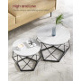 Rund Soffbord 2 Set, Diamant Metallram, Avtagbar Bordsskiva, Vit Svart