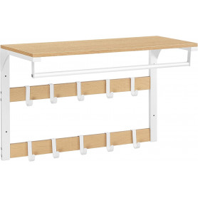 Hatthylla med dubbel klädhängare och klädstång, Industriell Vit Ek ...