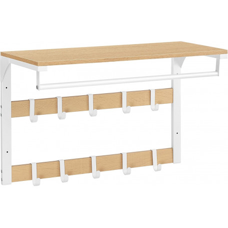 Hatthylla med dubbel klädhängare och klädstång, Industriell Vit Ek ...