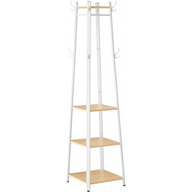 Klädhängare Ställ Med Hyllor, Klädstång Vit Ek, H.180 cm