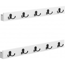 2-pack Vägg Klädhängare 10 Krokar med Tavelhylla 70 cm Vit