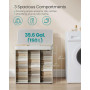 Tvättkorg med Lock 150 L, Bambu, Tvätbar med Handtag Vit