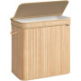 Tvättkorg med Lock 150 L, Bambu, Tvätbar med Handtag Ek