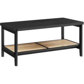 Soffbord Boho Rotting 2 Nivåer Svart Beige 100 x 55 x 45 cm
