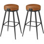 x2 Barstolar 360° Roterande Brun Läder "EKHO" Sitthöjd 76 cm