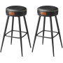 x2 Barstolar 360° Roterande Svart Läder "EKHO" Sitthöjd 76 cm
