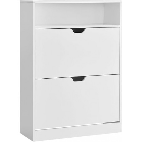 Skoskåp med dold förvaring till 11-16 Par Skor med Fack, Vit 80 x 2...