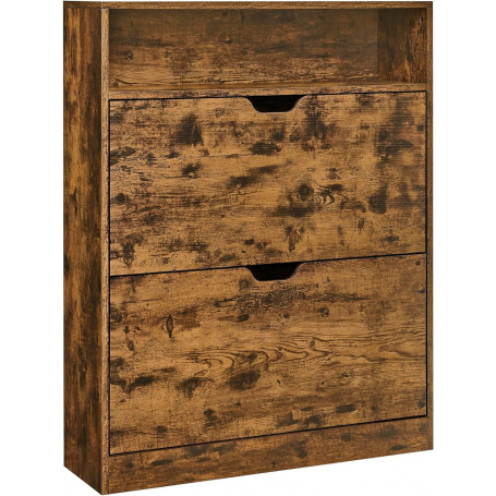 Skoskåp Doldförvaring till 11-16 Par Skor med Fack, Vintage Brun 80 x 24 x 102 cm