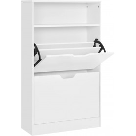 Skoskåp 2 Fack Doldförvaring 60 x 24 x 102 cm Vit