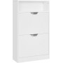 Skoskåp 2 Fack Doldförvaring 60 x 24 x 102 cm Vit