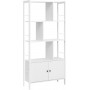 Bokhylla 74×30×155 cm Vit Stål & Spånskiva 4 Hyllor med Dörrar Tipp...