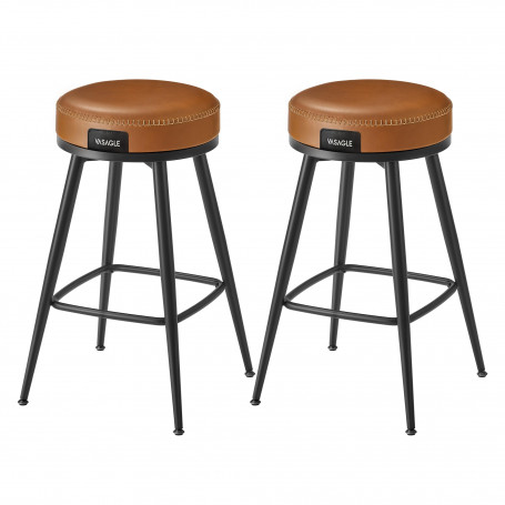 x2 Barstolar 360° Roterande Brun Läder "EKHO" Sitthöjd 65 cm