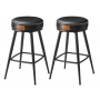 x2 Barstolar 360° Roterande Svart Läder "EKHO" Sitthöjd 65 cm