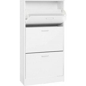 Skoskåp i Trä med 3 Nivåer Vändbara Dörrar Vit 60 x 24 x 120 cm