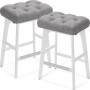 Barstol 2-pack Vintage Knäppt Grå Läder, Sitthöjd 66 cm