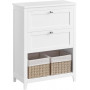 Badrumsskåp med 2 Lådor, 2 Rottingkorgar, Vit, 60 x 30 x 80 cm