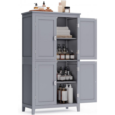 Förvaringsskåp med 2 Stora Skåp Ljusgrå 60 x 30 x 110 cm