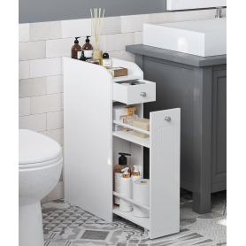 Tunn Badrumsskåp Utdragbara Lådor Vit 18 x 40 x 70 cm