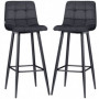 2-pack Barstolar Stoppad Sammet Svart med Ryggstöd Sits H. 77 cm