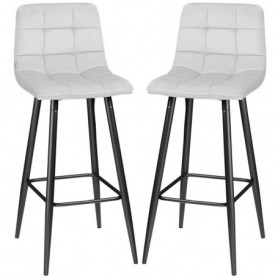 2-pack Barstolar Stoppad Sammet ljus grå med Ryggstöd Sits H. 77 cm
