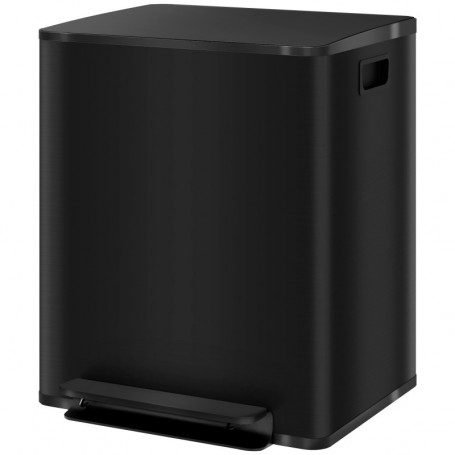 Pedalhink Dubbel Fack Soptunna 2×25 L Rostfritt Stål Svart Mjukstän...